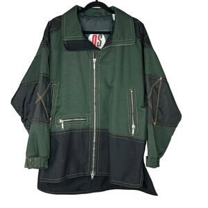 VTG Y2K 90s DS Snowboarding Jacket Ski Dark Oversized Baggy Green Black Size M